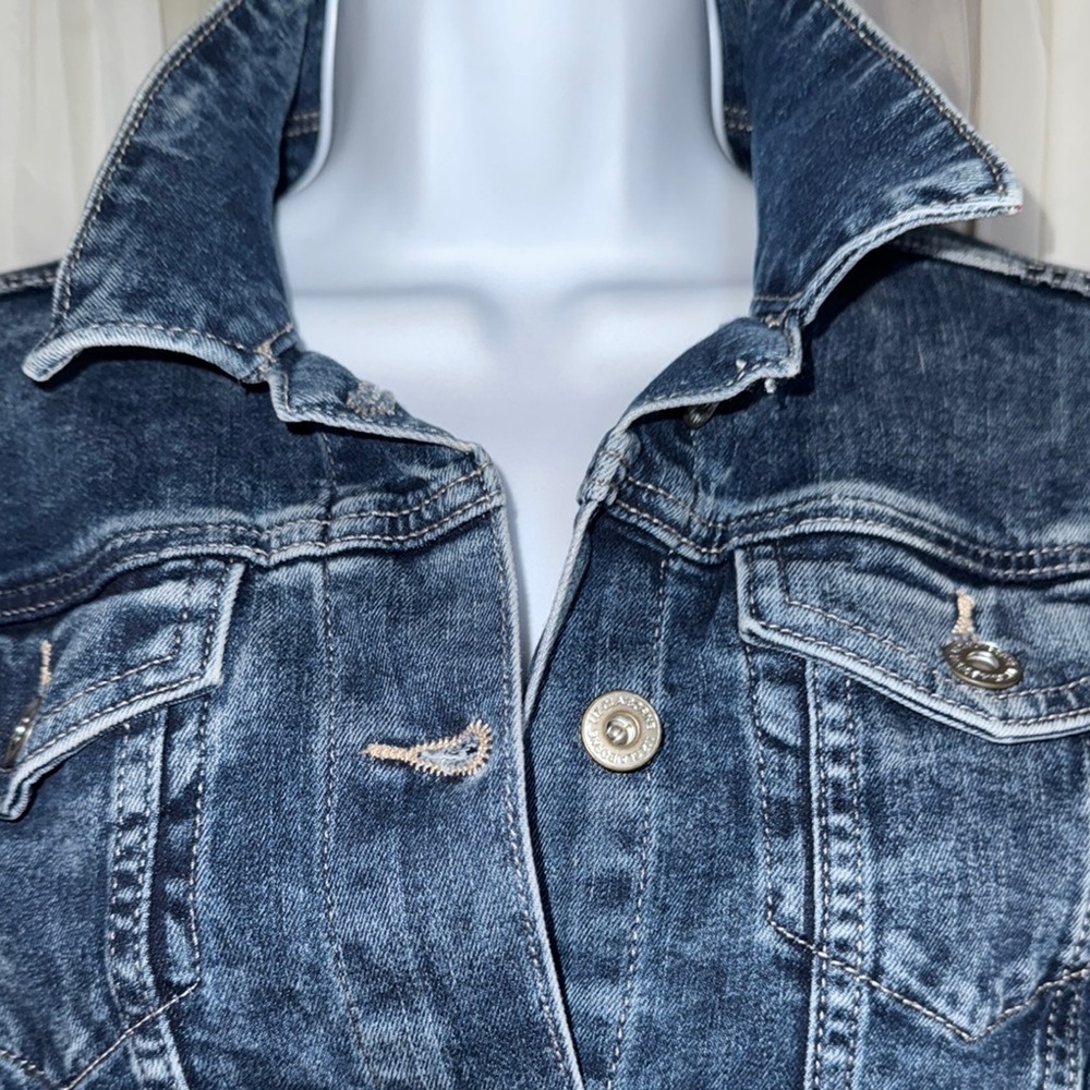 Liz Claiborne Blue Jean Jacket Distressed Vintage Style - Picture 2 of 9